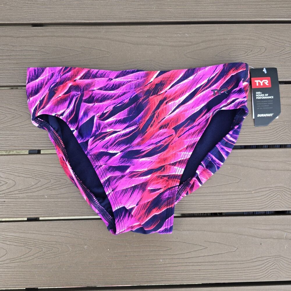 TYR Men's Durafast Elite Pink Falcon Swim Racer Brief Sz 34 New